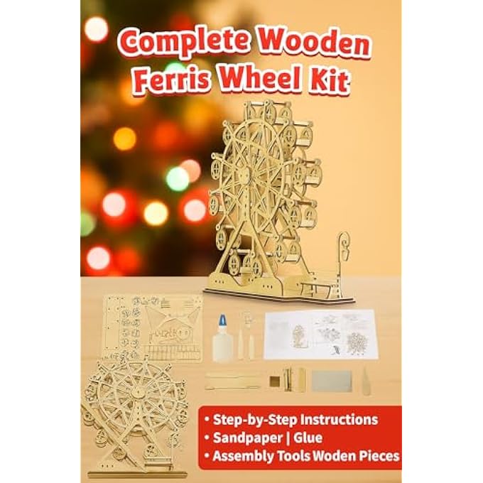 3D WOODEN PUZZLE MARBLE MAZE - DIY MECHANICAL MARBLE RUN MODEL, CREATIVE BUILDING SET FOR ADULTS & CHILDREN, EDUCATIONAL TOY WITH GEARS, GIFT FOR CRAFTERS AND MODEL BUILDING FANS (GIANT WHEEL 93 - Image 4